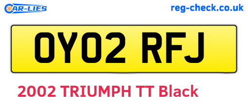 OY02RFJ are the vehicle registration plates.