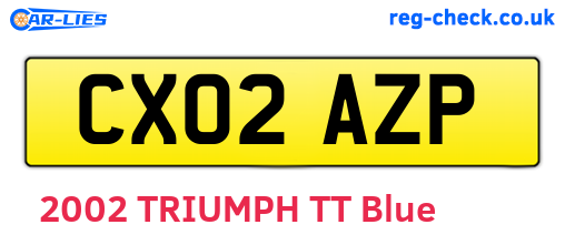 CX02AZP are the vehicle registration plates.