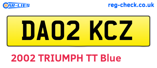 DA02KCZ are the vehicle registration plates.