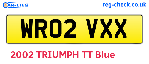 WR02VXX are the vehicle registration plates.
