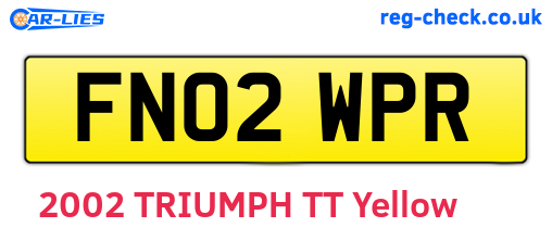 FN02WPR are the vehicle registration plates.