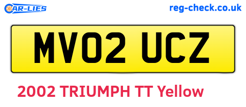 MV02UCZ are the vehicle registration plates.