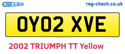 OY02XVE are the vehicle registration plates.
