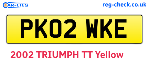PK02WKE are the vehicle registration plates.