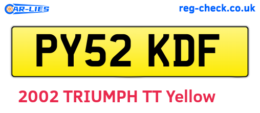PY52KDF are the vehicle registration plates.
