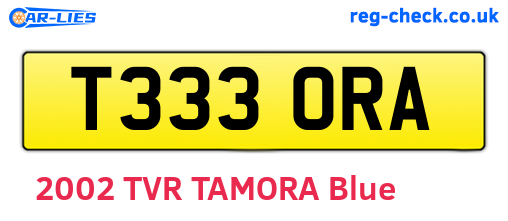 T333ORA are the vehicle registration plates.