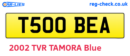 T500BEA are the vehicle registration plates.
