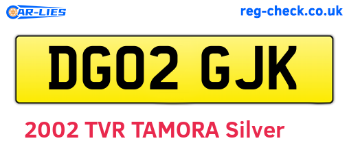 DG02GJK are the vehicle registration plates.