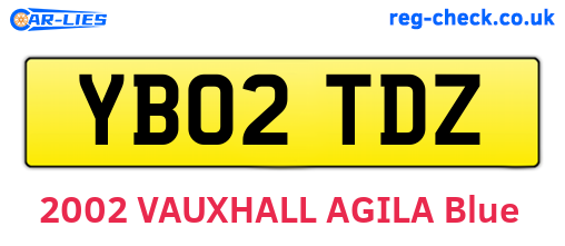 YB02TDZ are the vehicle registration plates.
