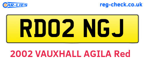 RD02NGJ are the vehicle registration plates.