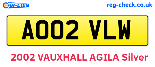 AO02VLW are the vehicle registration plates.