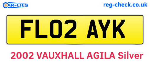 FL02AYK are the vehicle registration plates.