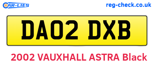 DA02DXB are the vehicle registration plates.