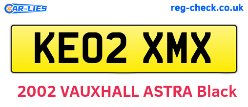 KE02XMX are the vehicle registration plates.