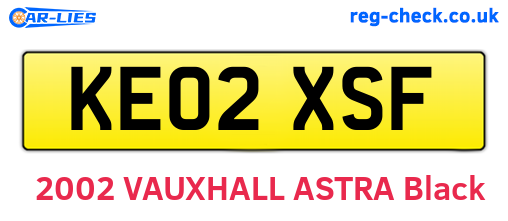 KE02XSF are the vehicle registration plates.