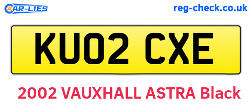 KU02CXE are the vehicle registration plates.