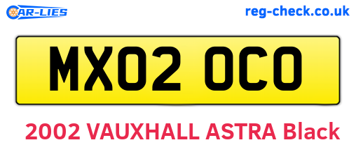 MX02OCO are the vehicle registration plates.