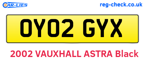 OY02GYX are the vehicle registration plates.