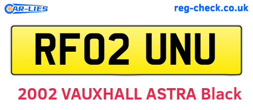 RF02UNU are the vehicle registration plates.