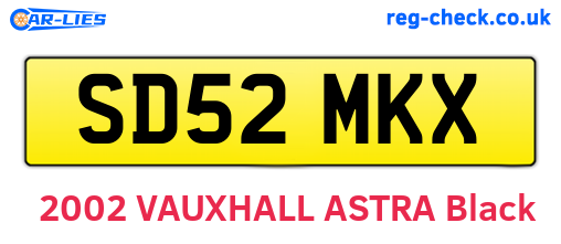 SD52MKX are the vehicle registration plates.