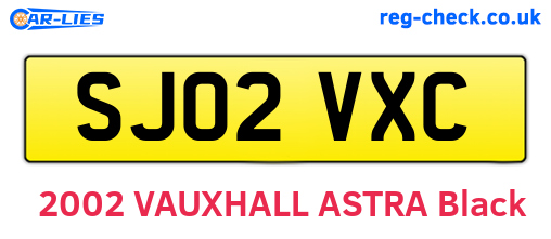 SJ02VXC are the vehicle registration plates.