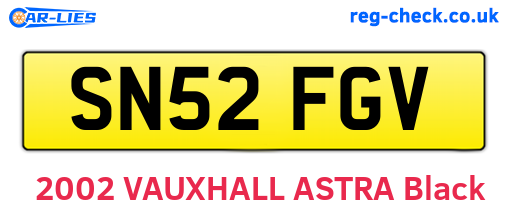 SN52FGV are the vehicle registration plates.