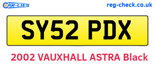 SY52PDX are the vehicle registration plates.