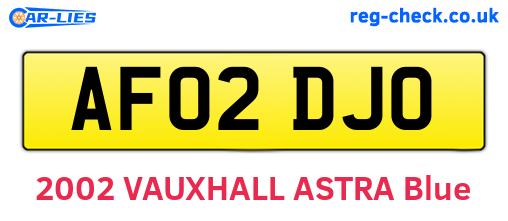 AF02DJO are the vehicle registration plates.