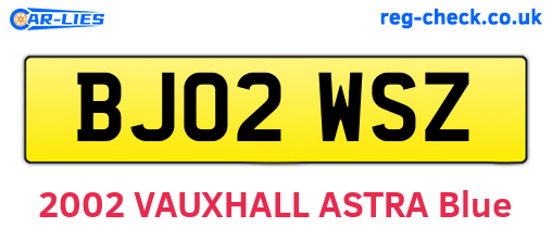 BJ02WSZ are the vehicle registration plates.