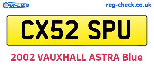 CX52SPU are the vehicle registration plates.