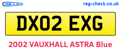 DX02EXG are the vehicle registration plates.