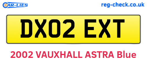 DX02EXT are the vehicle registration plates.