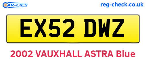 EX52DWZ are the vehicle registration plates.