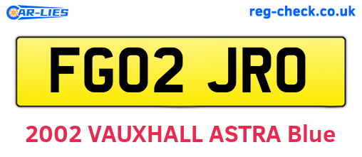 FG02JRO are the vehicle registration plates.