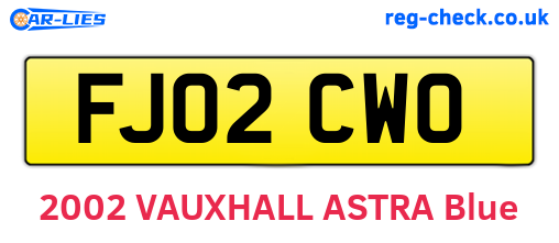 FJ02CWO are the vehicle registration plates.