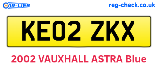 KE02ZKX are the vehicle registration plates.