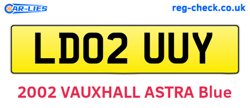 LD02UUY are the vehicle registration plates.