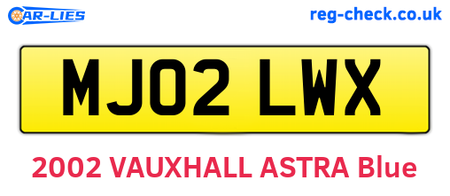 MJ02LWX are the vehicle registration plates.