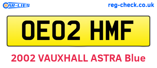 OE02HMF are the vehicle registration plates.
