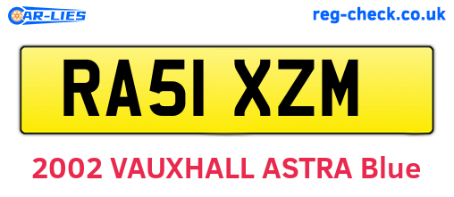 RA51XZM are the vehicle registration plates.