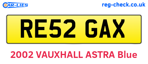 RE52GAX are the vehicle registration plates.