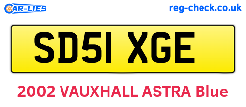 SD51XGE are the vehicle registration plates.