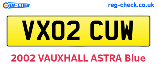 VX02CUW are the vehicle registration plates.