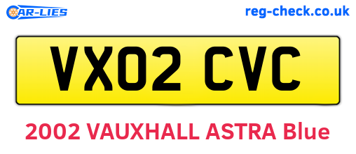 VX02CVC are the vehicle registration plates.