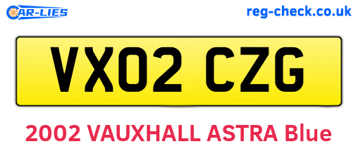 VX02CZG are the vehicle registration plates.