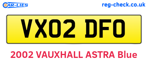 VX02DFO are the vehicle registration plates.