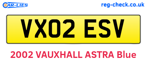 VX02ESV are the vehicle registration plates.