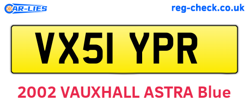 VX51YPR are the vehicle registration plates.