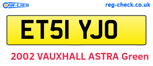 ET51YJO are the vehicle registration plates.