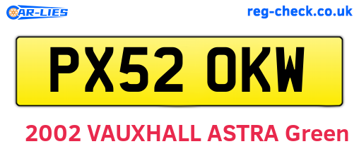 PX52OKW are the vehicle registration plates.